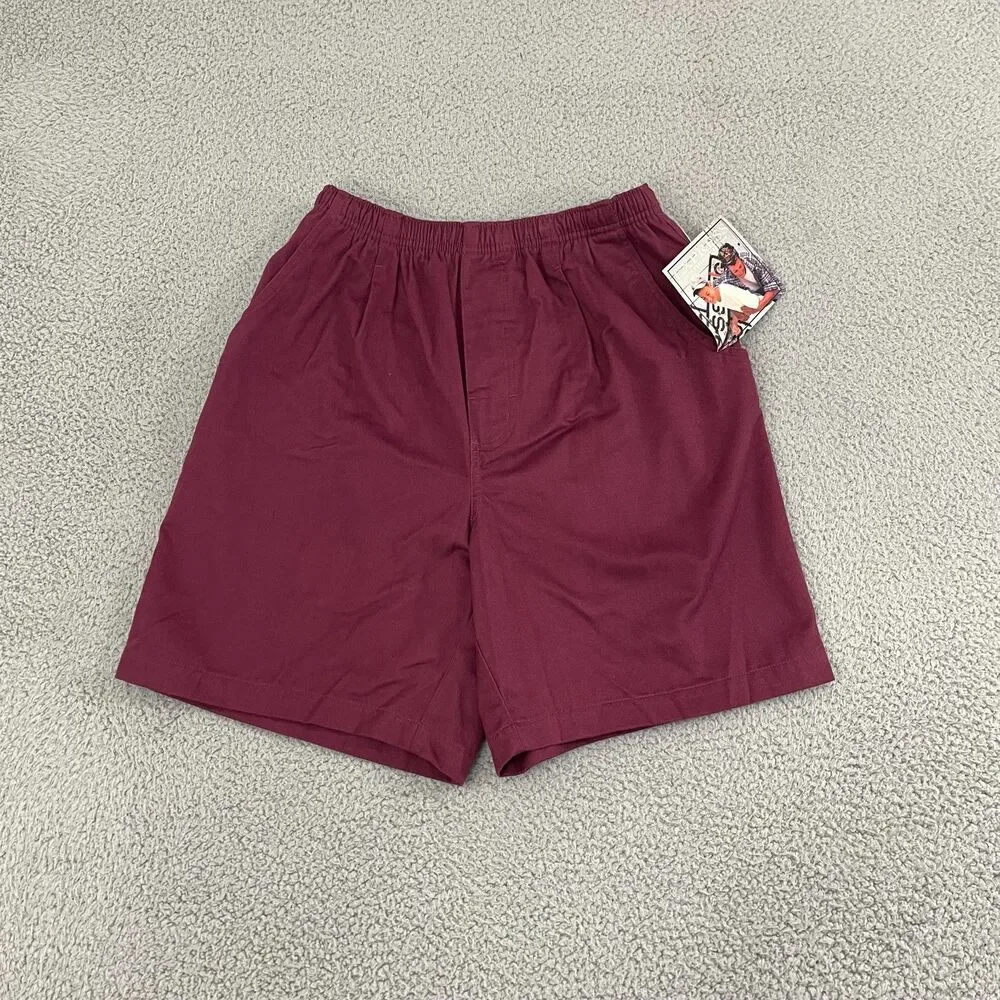 Vintage Express Chino Shorts Men‎ M Burgundy 90s Skater Drawstring NWT